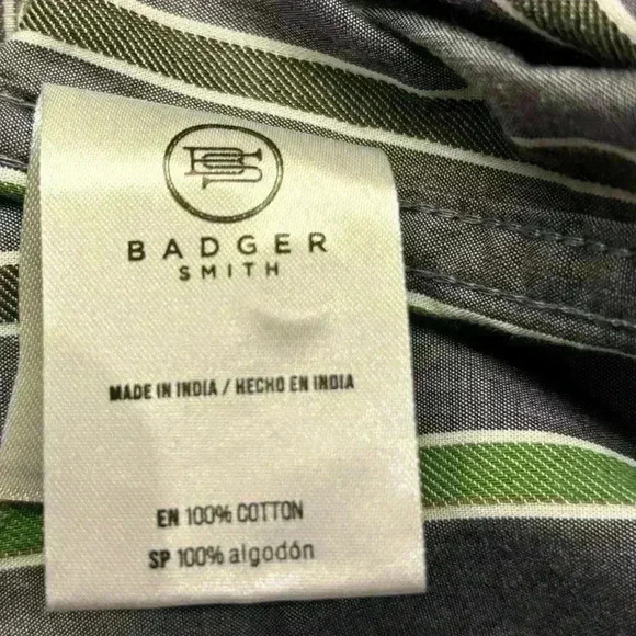 NWT Badger Smith Button Up Striped Long Sleeve Shirt Size Large - Picture 5 of 6